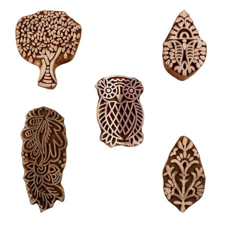 Set of 5 Piece New Mix Wooden Printing Blocks